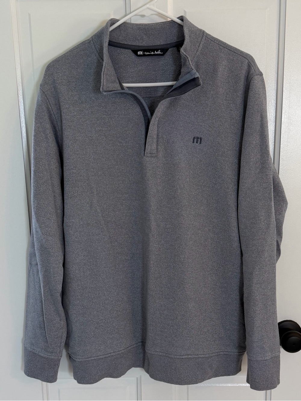 Travis Mathew Men’s Large Gray Heather Quarter Zip Golf Pullover Sweatshirt
